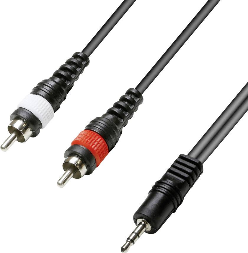 Paccs Audio/phono Adapter cable [2x RCA plug (phono) - 1x Jack plug 3.5 mm] 3.00 m Black
