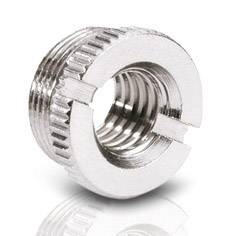 Metal thread insert with a ribbed surface, for repairing damaged threads or reinforcing soft materials.