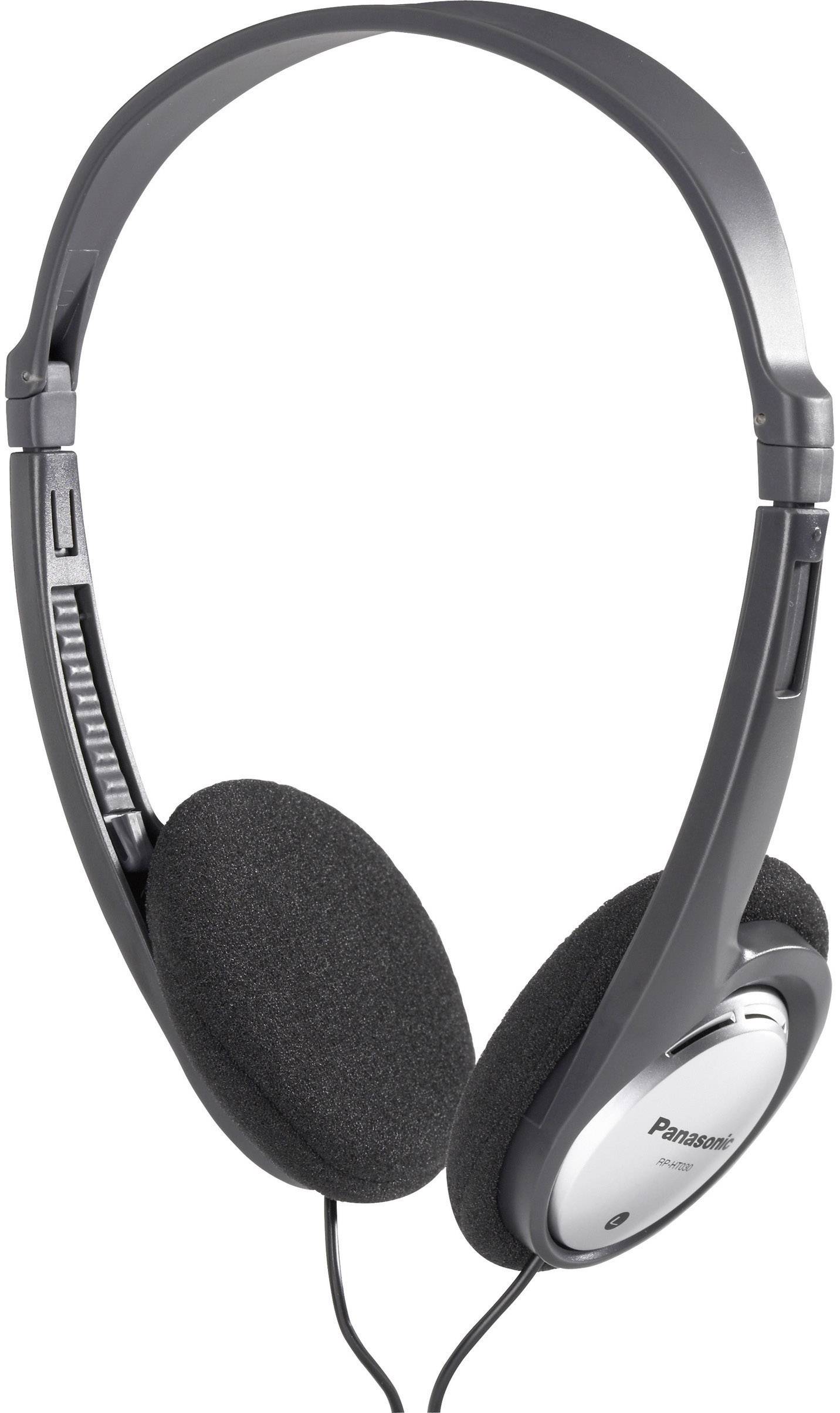 Black headphones with silver ear cups, connected by an adjustable headband.