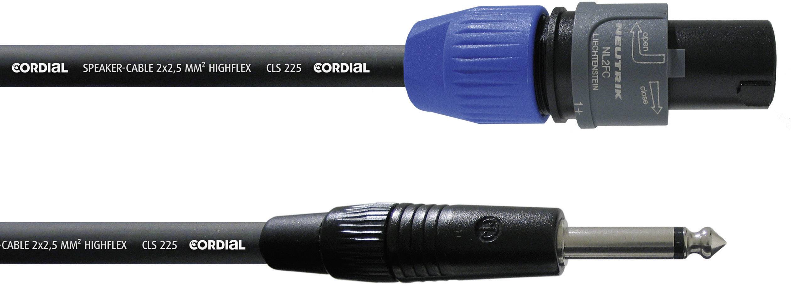 Cordial Loudspeaker Cable [1x SPK-type plug - 1x Jack plug 6.35 mm] 2 x 2.5 mm² 5.00 m Black