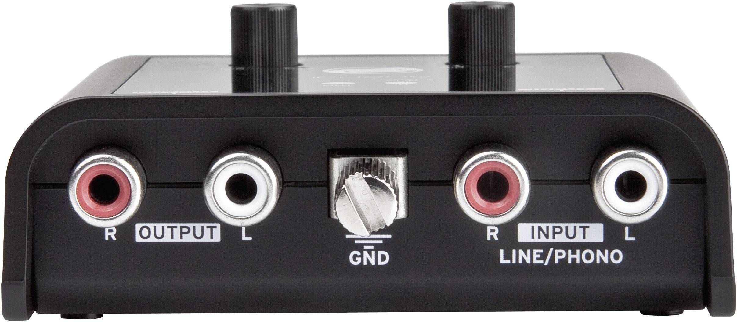 Audio Interface Connections: Left and Right Output Sockets and Left and Right Input Sockets, with earth/ground terminal in between.