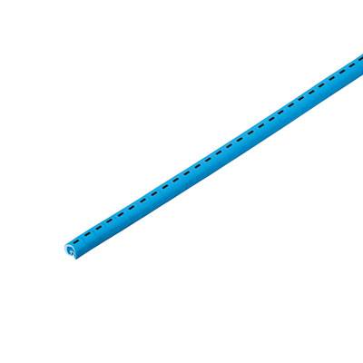 Blue, long, hollow plastic rod with regular holes along its length, possibly a component or tool.