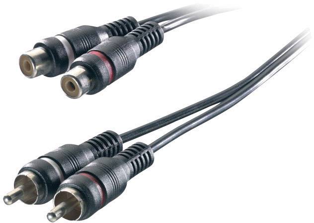 Two RCA audio cables with red and white markings for connecting audio devices.