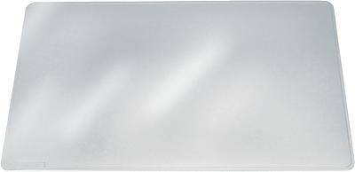 Rectangular transparent cutting mat with rounded corners and a smooth surface. Ideal for protecting surfaces when cutting.