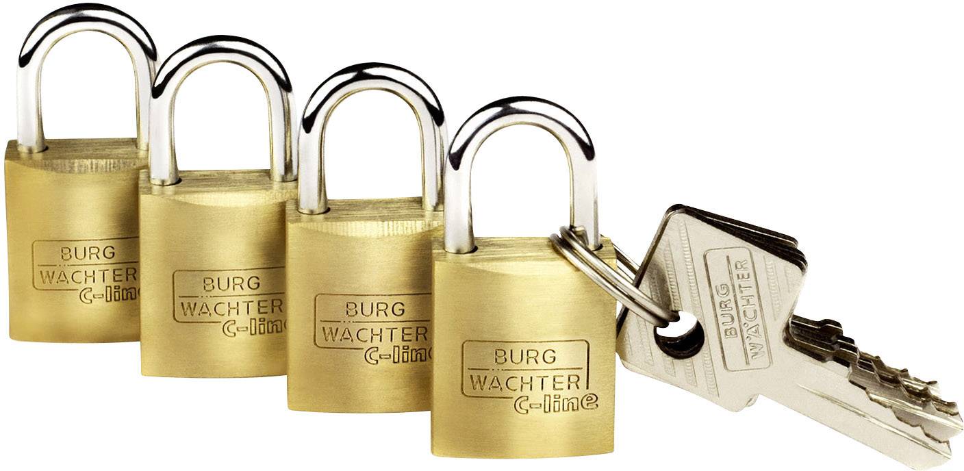 Burg Wächter 4er Set Quadro 222 15 SB Padlock keyed-alike Brass Key