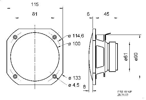 Visaton FRS 10 WP - 4 Ohm 4 inch 10 cm Wideband speaker 25 W 4 Ω Black Sauna/steam room suitability, Recessed speaker