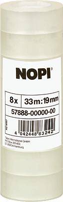 Nopi 57888-00000-00 57888-00000-00 Tape Nopi® Transparent (L x W) 33 m x 19 mm 8 pc(s)