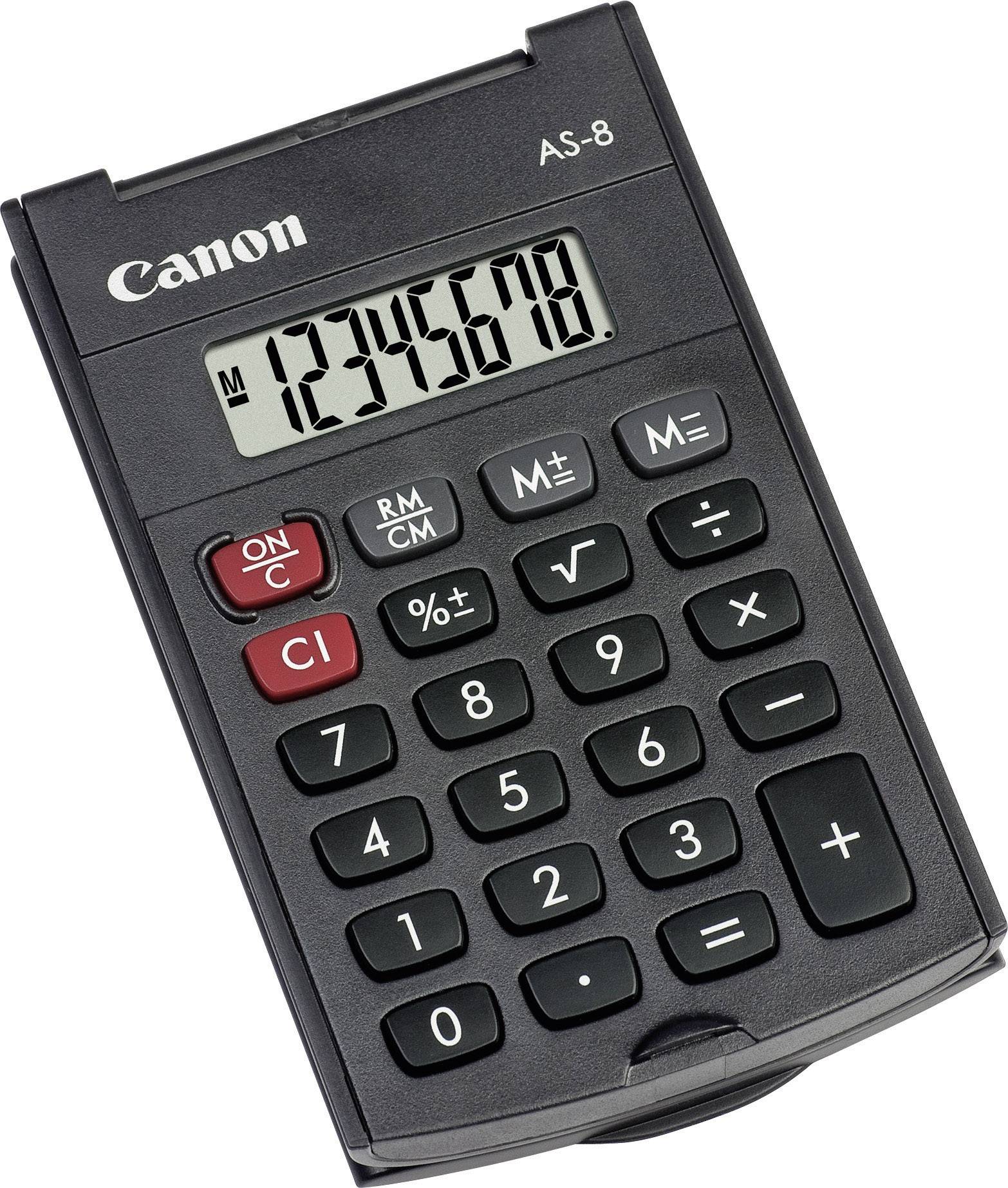 Calculator with a display showing '12345678'. Brand name at the top. Buttons for basic calculation functions and percentage.