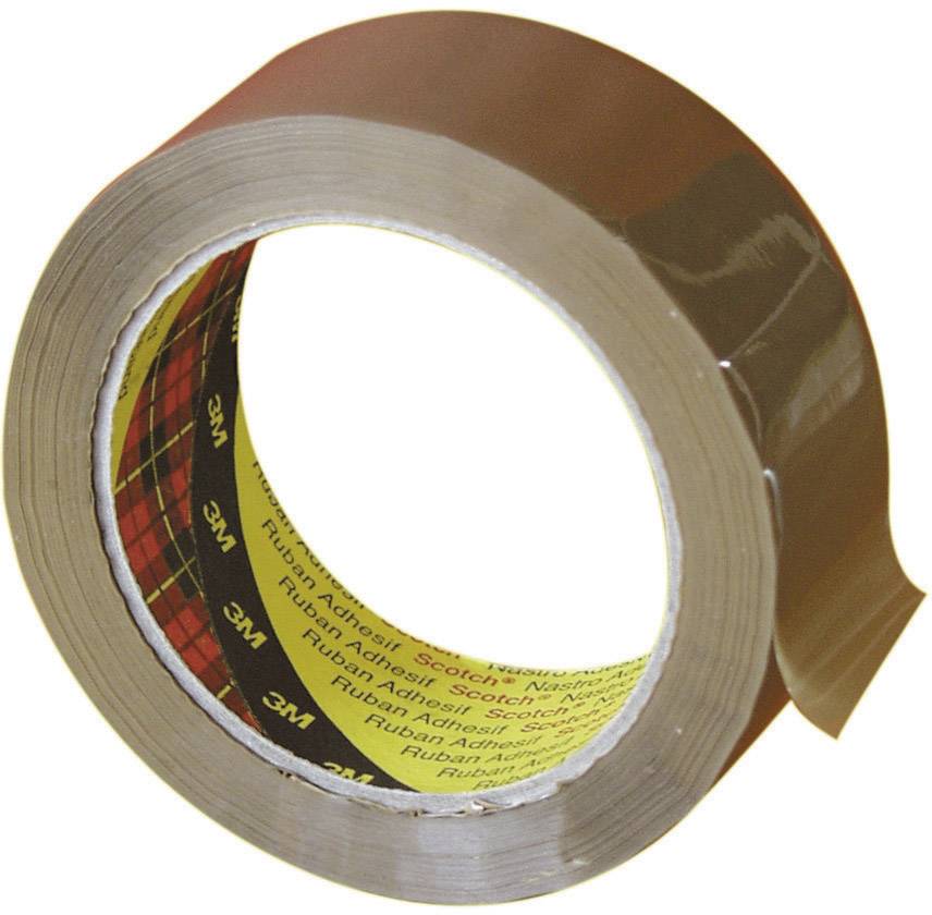 A roll of brown adhesive tape with a yellow inner ring, printed with the 3M logo and text.