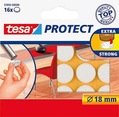 'Tesa Protect' Felt Gliders, round, 16 pieces, extra strong, 18 mm diameter. Suitable for furniture, to protect floors.