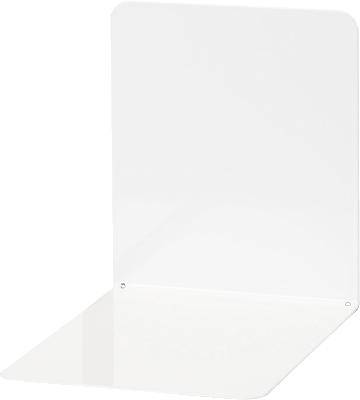 A clear acrylic display stand with an L-shaped design, suitable for holding signs or information on tables or at reception areas.