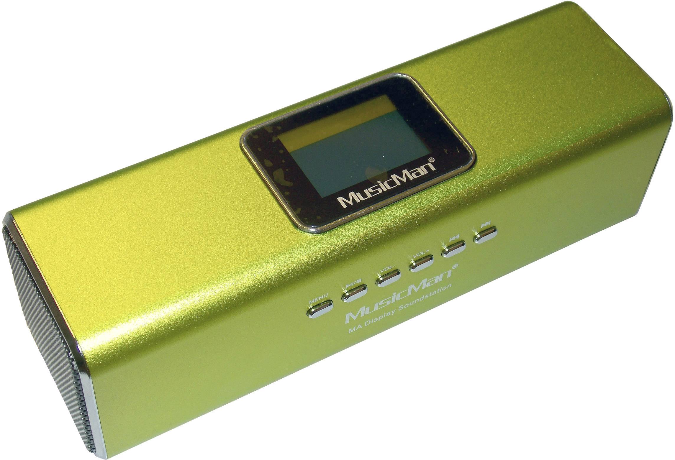 Mini speaker Technaxx MusicMan MA Display Soundstation Aux, FM radio, SD, portable, USB Green