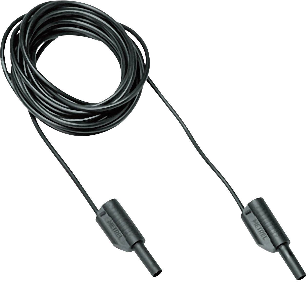 Long black cable with two connectors at the ends, coiled and ready for use in technical applications.