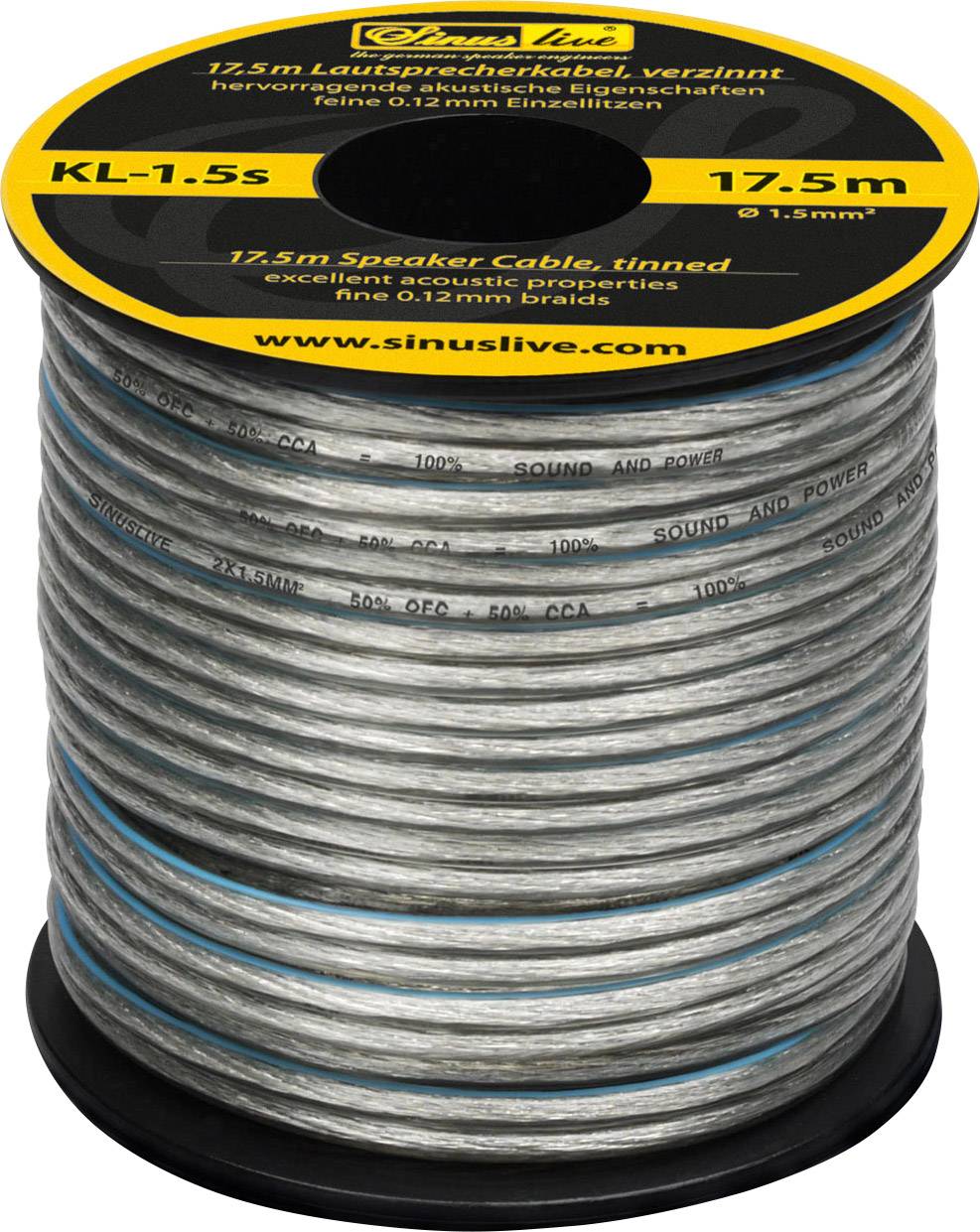 Sinuslive KL-1,5S Speaker cable 1 x 1.50 mm² Silver 17.5 m