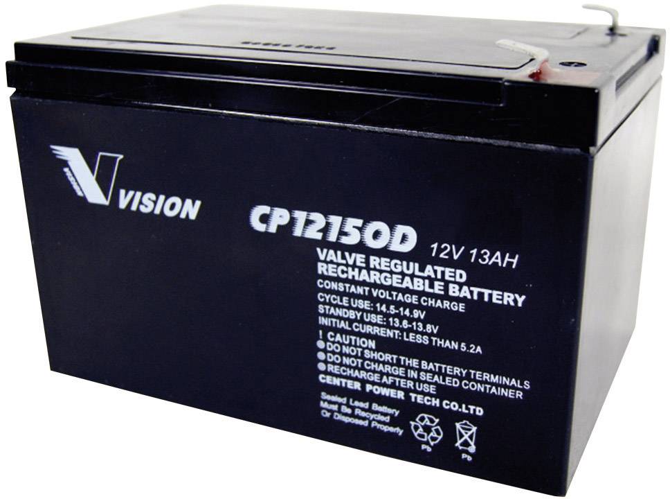Vision Akkus CP12150D CP12150D VRLA 12 V 13 Ah AGM (W x H x D) 151 x 101 x 98 mm 6.35 mm blade terminal Maintenance-free, High