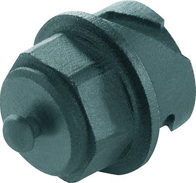 A single, metallic tool component with a hexagonal shape and a cylindrical extension.
