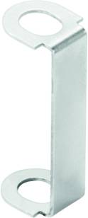 Metal mounting bracket with two round openings; ideal for attaching to flat surfaces.
