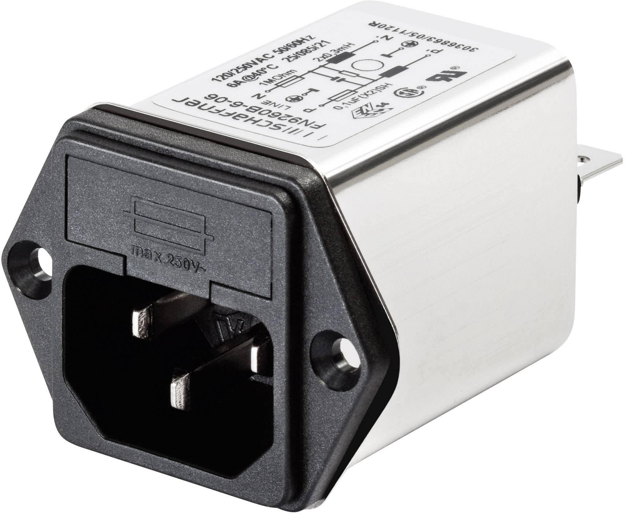 Schaffner FN 9260-1-06 FN 9260-1-06 Line filter + IEC socket 250 V AC 1 A 5.3 mH (W x H) 46 mm x 32 mm 1 pc(s)