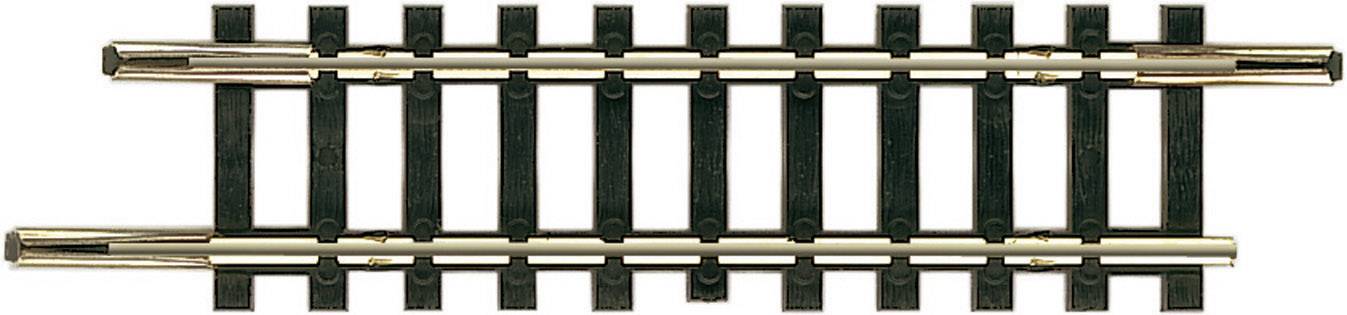 A section of model railway track, black and gold-coloured, intended for the expansion of a model railway layout.