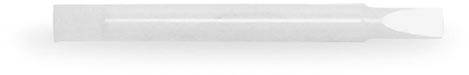 White paper tube positioned horizontally on a light background.