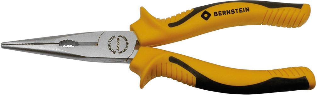 Yellow flat round pliers with a black handle, suitable for precision work. 'Bernstein' brand name visible on the handle.