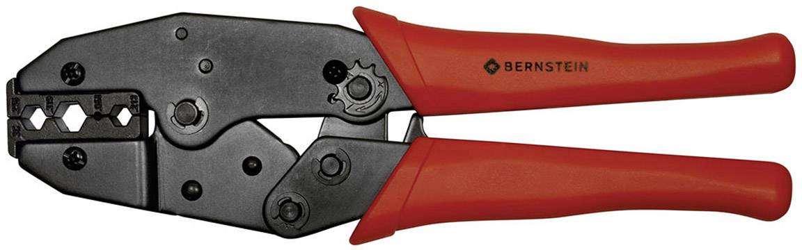 Crimping pliers with red handles, suitable for crimping cable connections. Marked with the 'Bernstein' logo.
