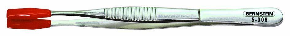 Flat pliers with red insulated gripping surfaces and the inscription 'Bernstein 5-006' on the handle.