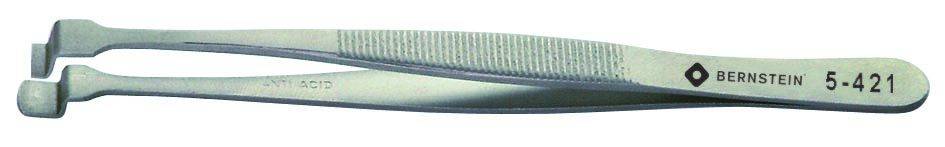 Close-up of a silver tweezer with a ridged handle and the engraving 'BERNSTEIN 5-421'.