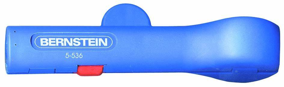 A blue plastic slotted screwdriver with the inscription 'BERNSTEIN 5-536', partially insulated, with a red sliding lock.