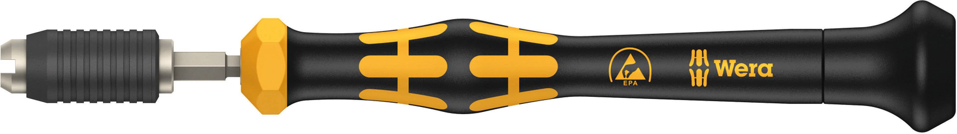 Black and orange screwdriver with ergonomic handle, brand logo, and interchangeable blade function.