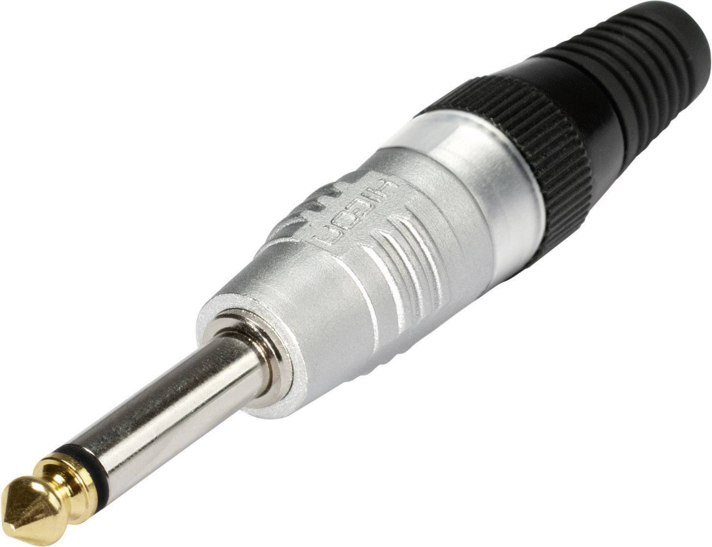 Hicon HI-J63M 6.35 mm audio jack Plug, straight Number of pins: 2 Mono Silver 1 pc(s)