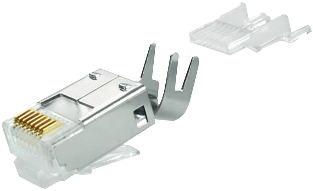 Telegärtner 100023019 Telegärtner RJ-45 plug 100023019 Plug, straight Pins: 8 Silver 1 pc(s)