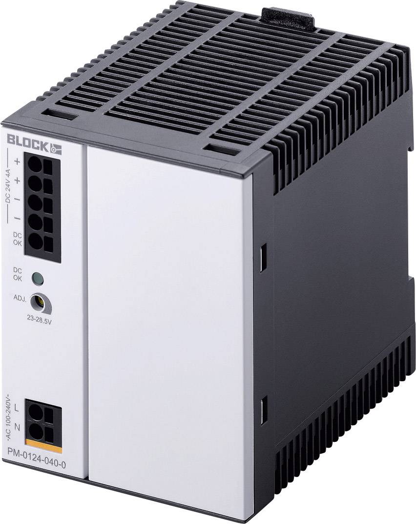 BLOCK PM-0124-040-1 Rail mounted PSU (DIN) 24 V DC 4 A 96 W No. of outputs:1 x Content 1 pc(s)