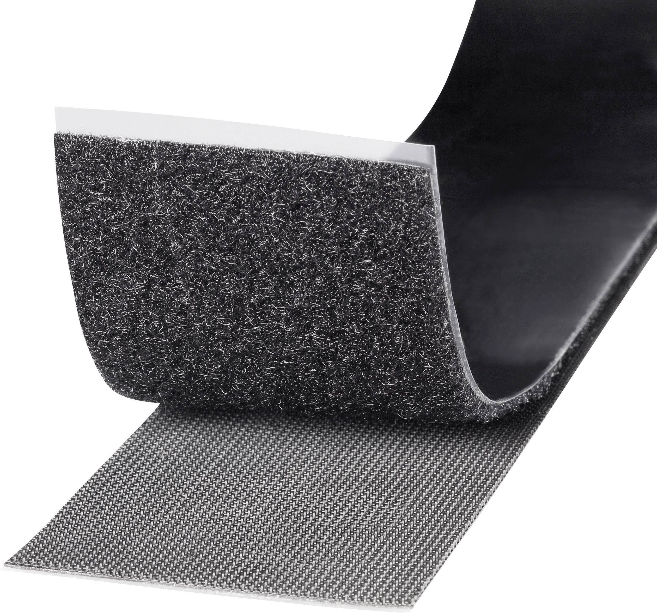 TOOLCRAFT KL50X1000C Hook-and-loop tape stick-on Hook and loop pad, Heavy duty (L x W) 1000 mm x 50 mm Black 1 m