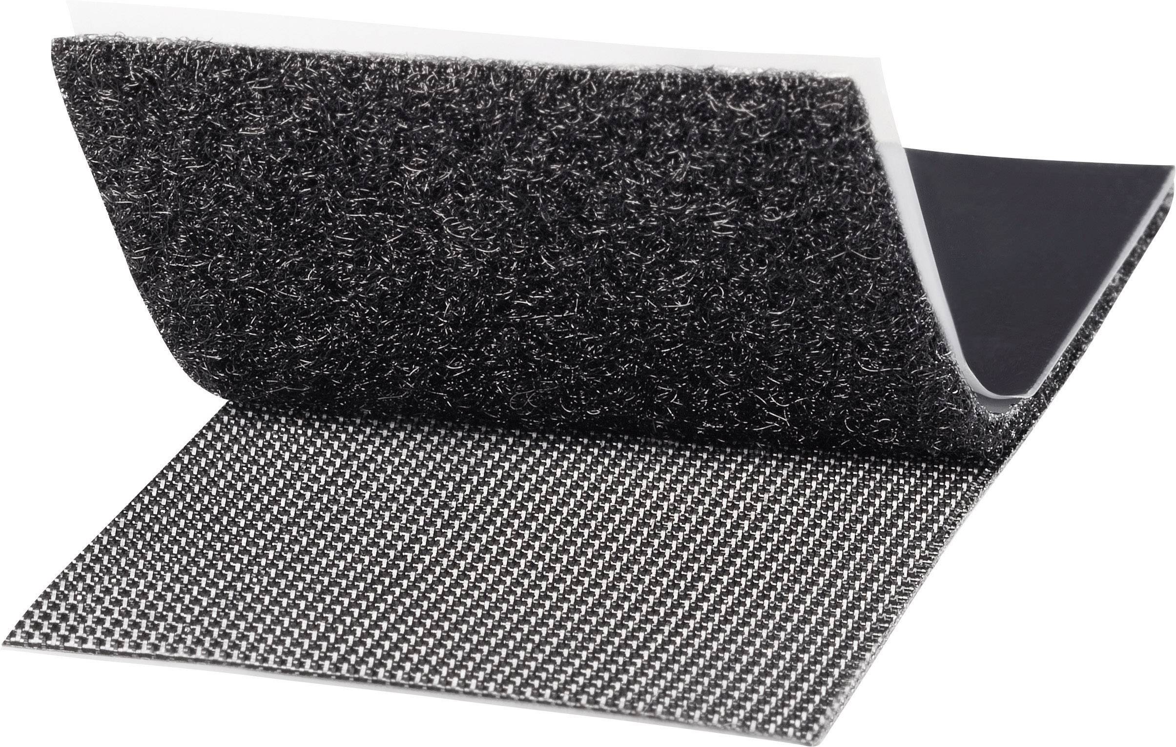 TOOLCRAFT KL50X100SC Hook-and-loop tape stick-on Hook and loop pad, Heavy duty (L x W) 100 mm x 50 mm Black 1 Pair
