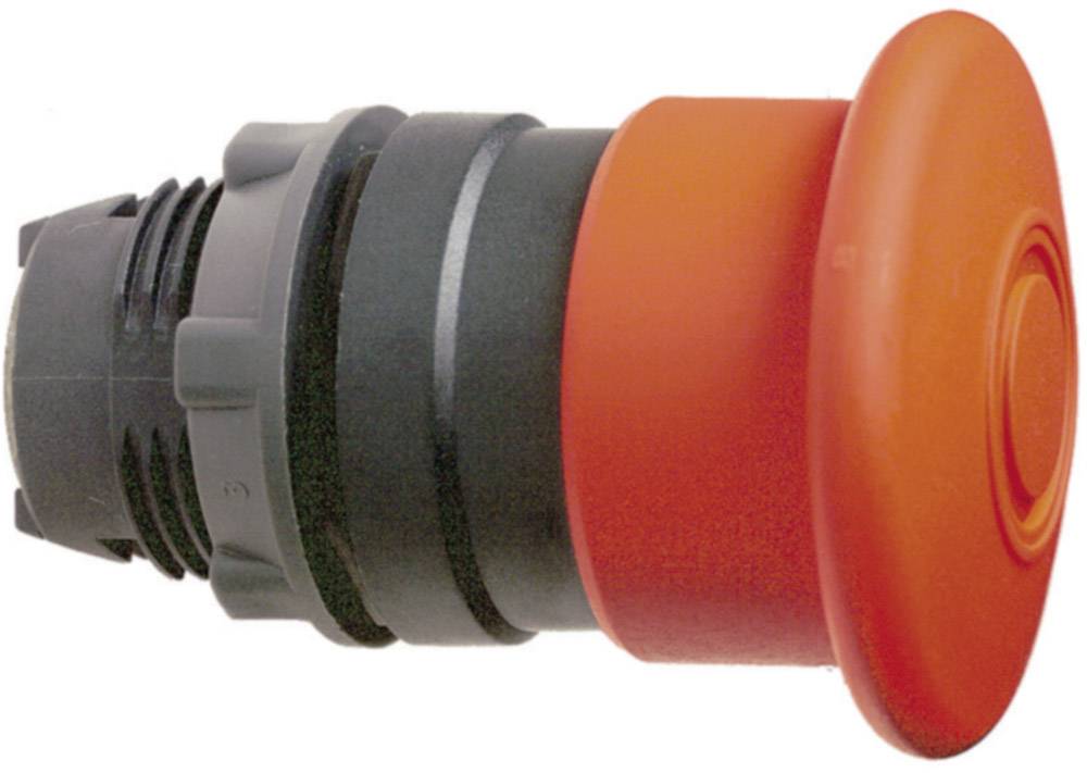 A red emergency stop button viewed from the side, used for quickly stopping machines or equipment in an emergency.