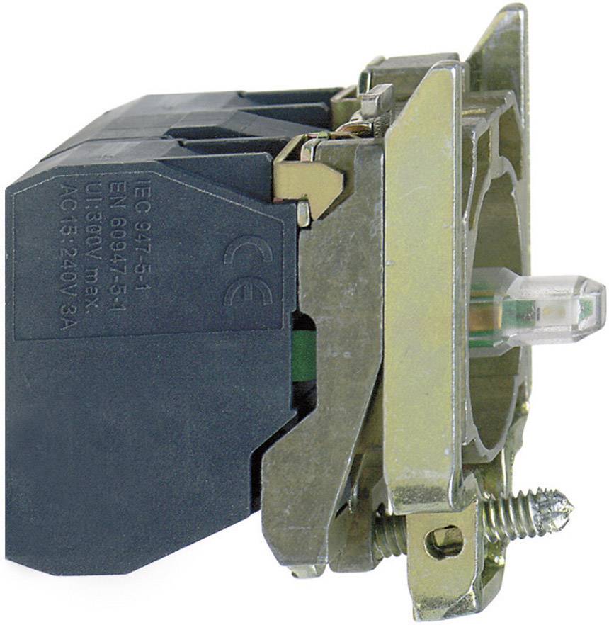 Schneider Electric ZB4BW0B11 Auxiliary switch , LED + fixing adapter, + bulb holder 1 maker White momentary 24 V DC, 24 V AC