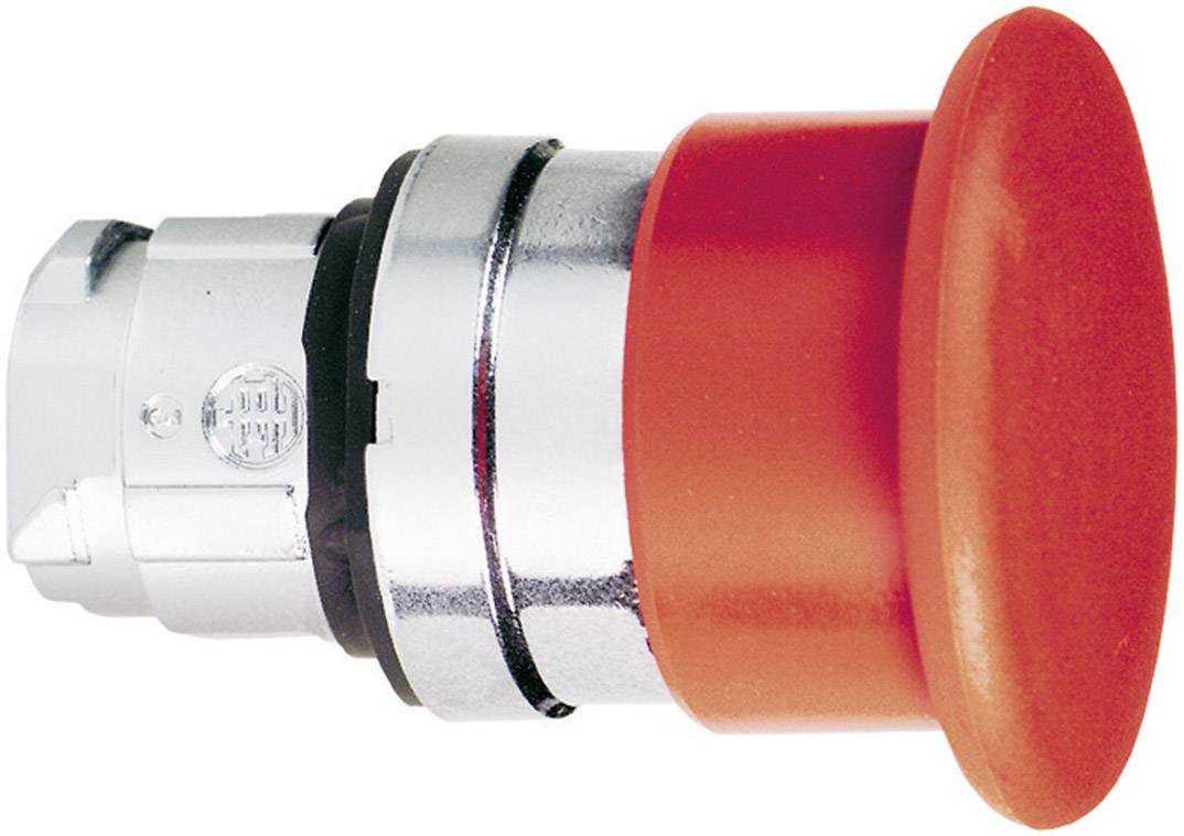 Red emergency stop switch on white background.