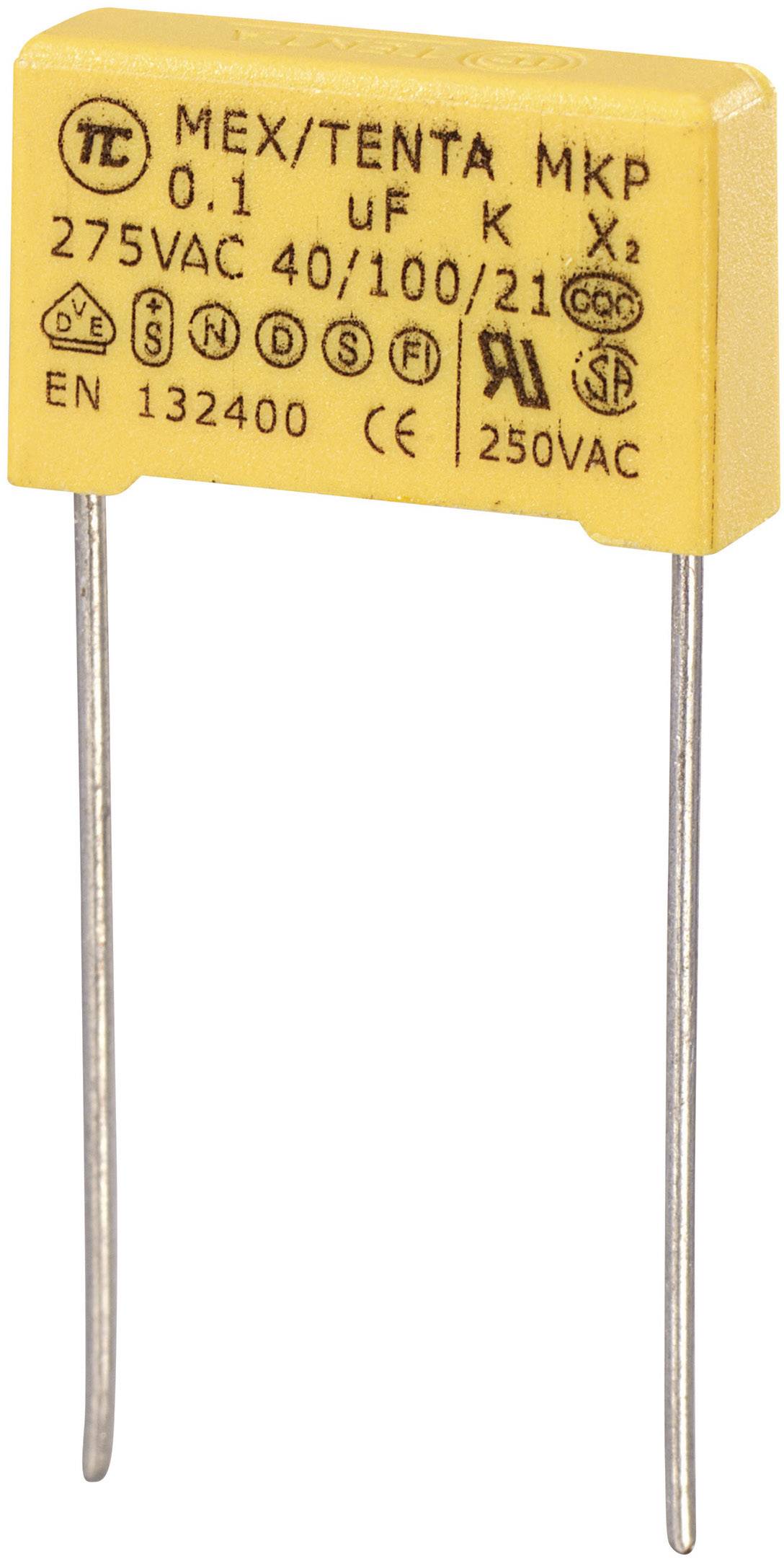 TRU COMPONENTS MKP-X2 MKP-X2 suppression capacitor Radial lead 0.1 µF 275 V AC 10 % 15 mm (L x W x H) 18 x 5 x 11 mm