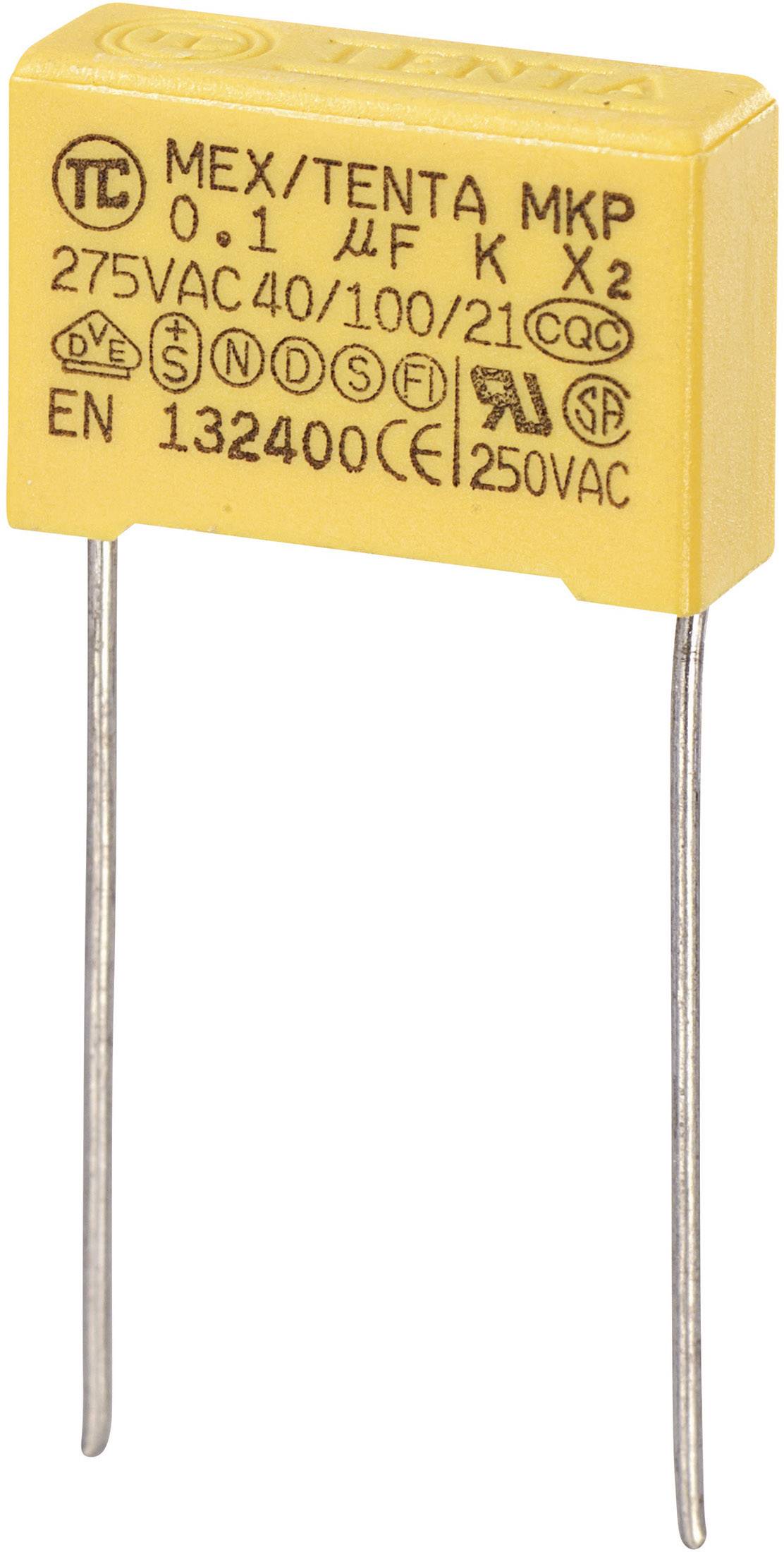 TRU COMPONENTS MKP-X2 MKP-X2 suppression capacitor Radial lead 0.1 µF 275 V AC 10 % 15 mm (L x W x H) 18 x 6 x 12 mm