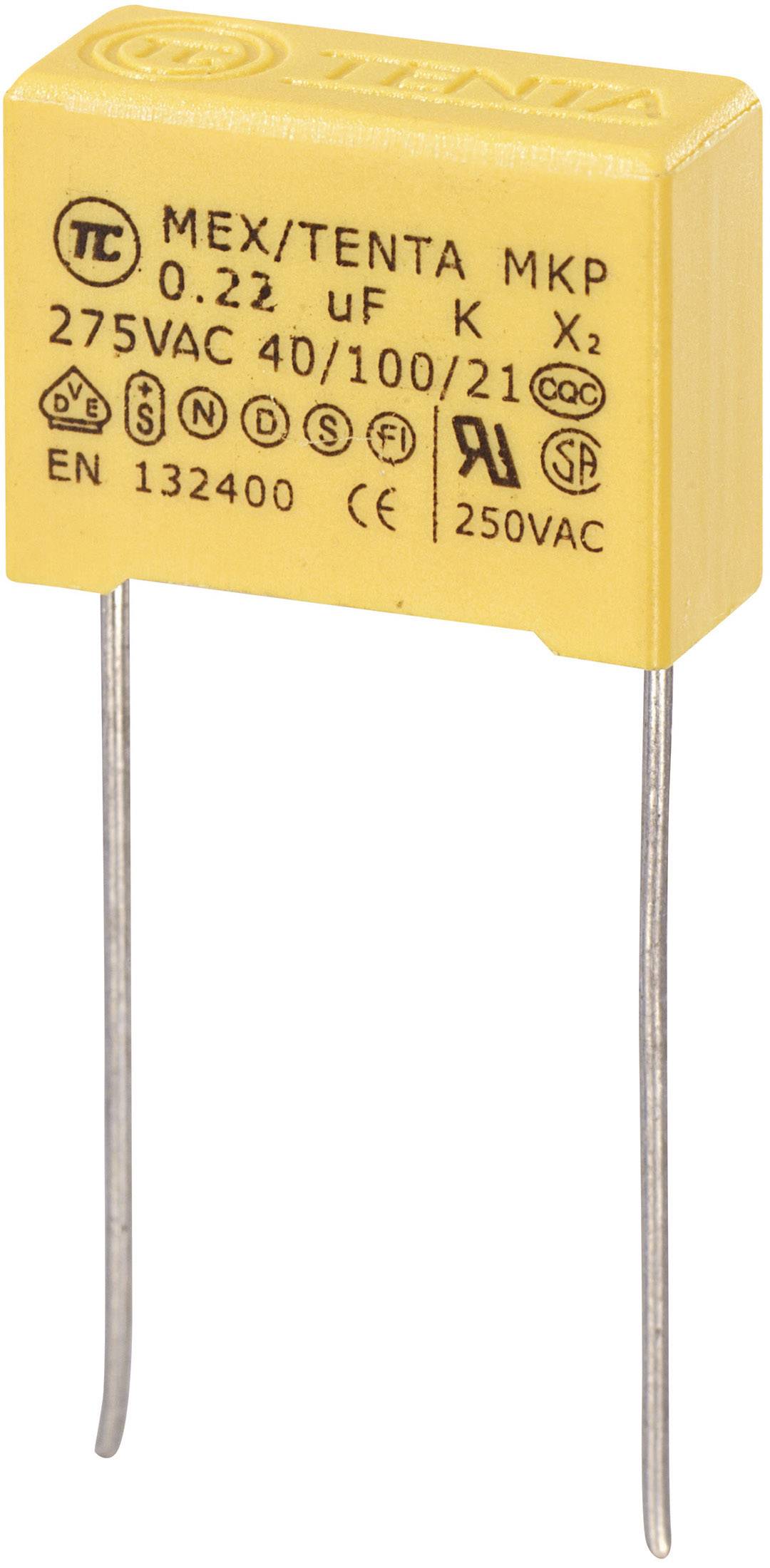 TRU COMPONENTS MKP-X2 MKP-X2 suppression capacitor Radial lead 0.22 µF 275 V AC 10 % 15 mm (L x W x H) 18 x 7.5 x 13.5 mm