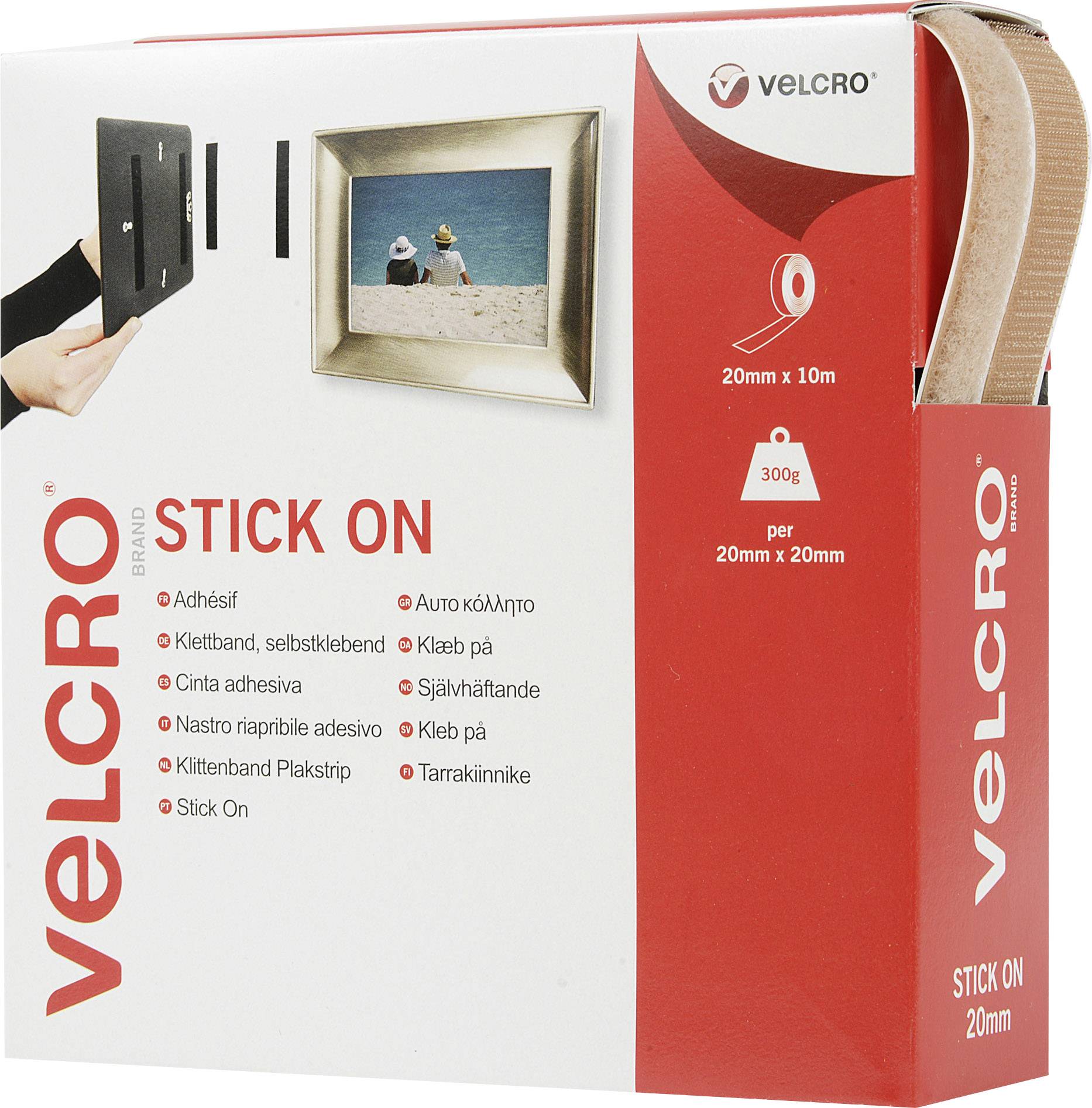 VELCRO® VEL-EC60221 Hook-and-loop tape stick-on Hook and loop pad (L x W) 10000 mm x 20 mm Beige 10 m