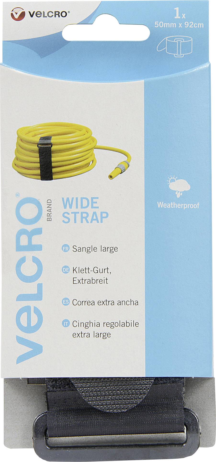VELCRO® VEL-EC60329 Hook-and-loop tape with strap Hook and loop pad (L x W) 920 mm x 50 mm Black 1 pc(s)