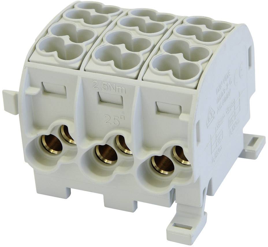 HoraeTec 080130-0-4 Main tap terminal Grey 3-pin 25 mm² Conductor type = L