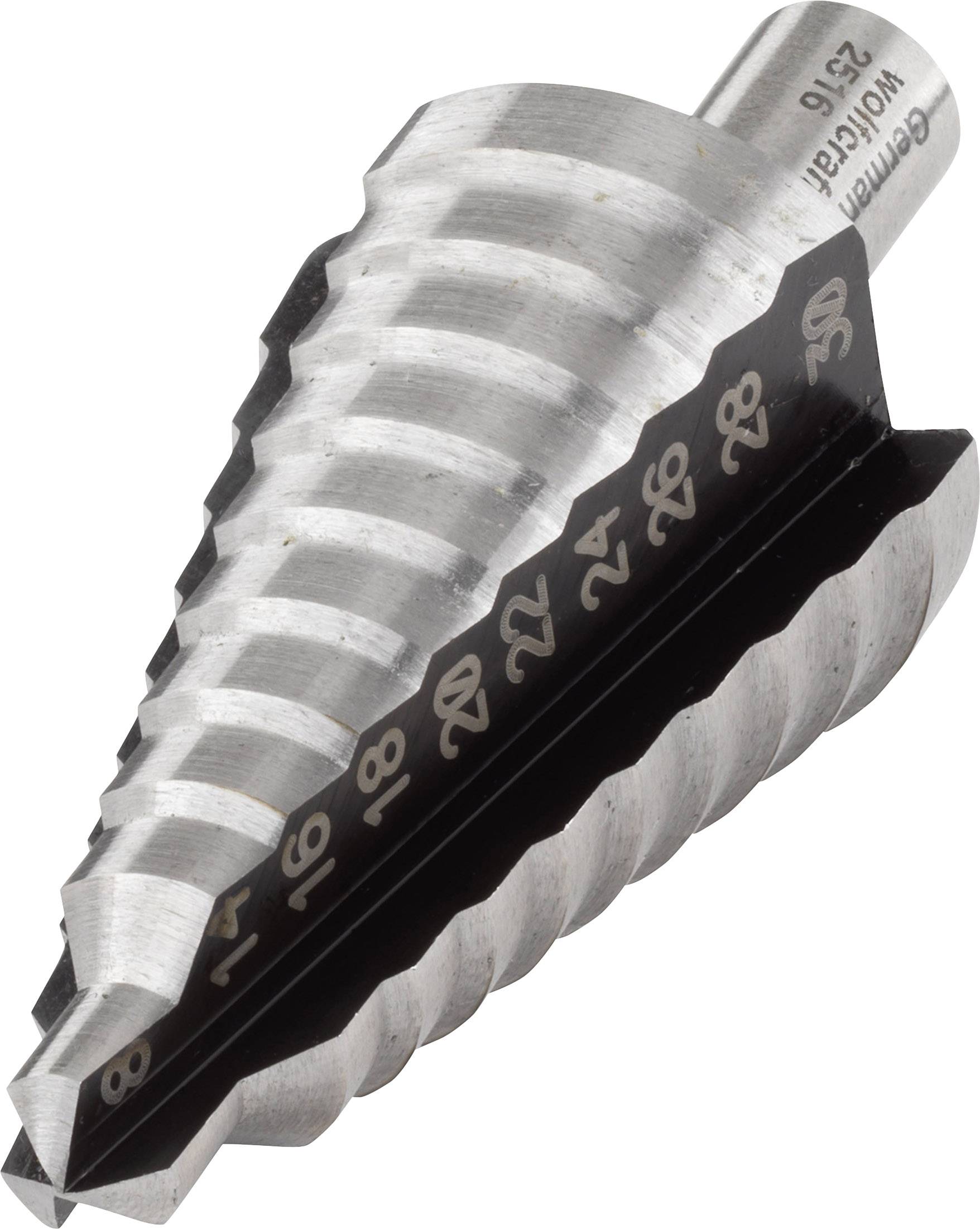 Metal step drill with scaled measurement markings from 4 to 30. Primarily used for precise drilling at various diameters.