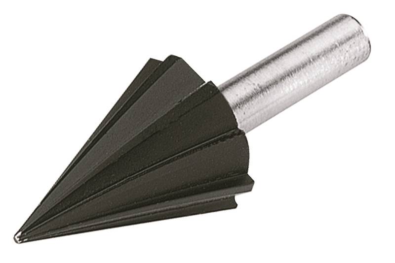 A tapered drill bit with stepped cutting edges. Suitable for enlarging holes in various materials.