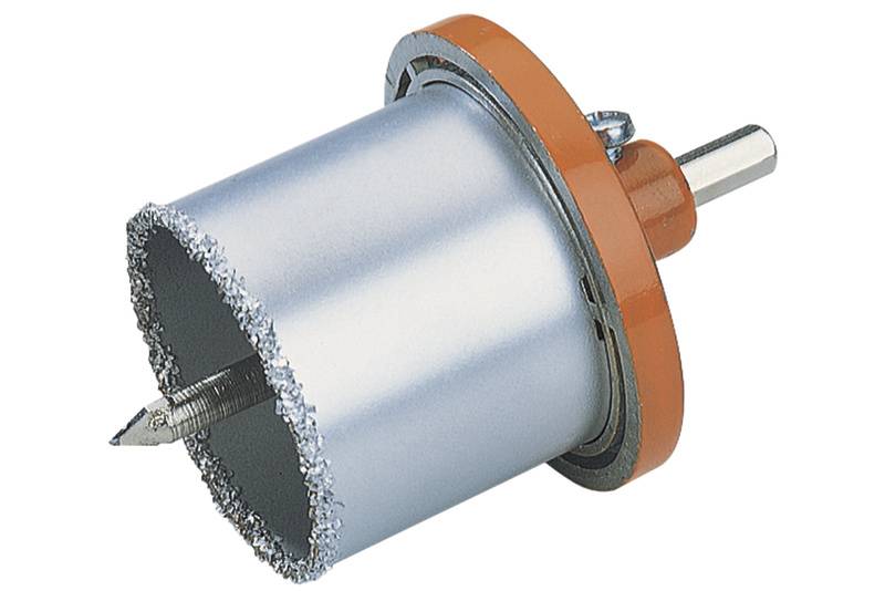 Metal drill bit with a cylindrical head and sharp teeth, suitable for drilling precise holes in metallic surfaces.Note: The translation is already in British English, so no significant changes were needed.