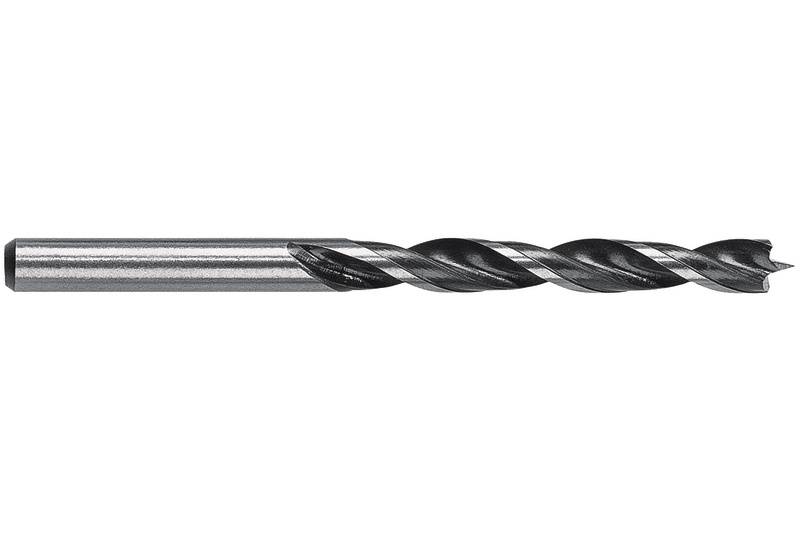 Metal drill bit against a white background, showing the spiral design and tip, suitable for drilling precise holes in materials.