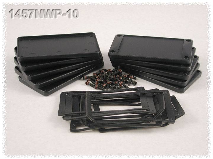 Hammond Electronics 1457NWPF 1457NWPF End cover with flange (L x W x H) 12 x 104 x 55 mm Aluminium Black 2 pc(s)