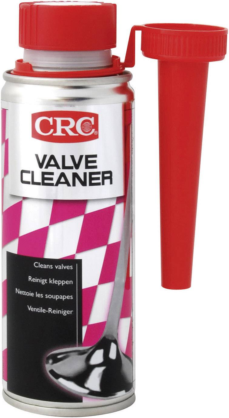 A spray can with valve cleaner and a red lid. The can is labelled 'Valve Cleaner'. Contains a red nozzle attachment.